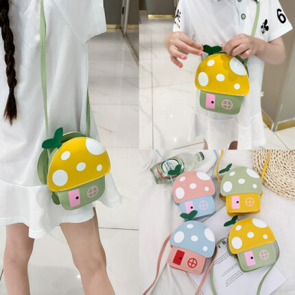Cartoon Cute Little House Mushroom Stall One Shoulder Diagonal Bag