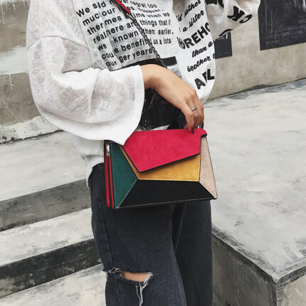 autumn new color personality stitching handbags simple shoulder diagonal package frosted small square bag