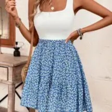 Flower Print Sleeveless Summer Jumpsuit