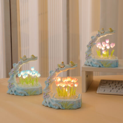 Creative Desktop Resin Craft Ornament Decorative Night Light Tulip DIY Material Package