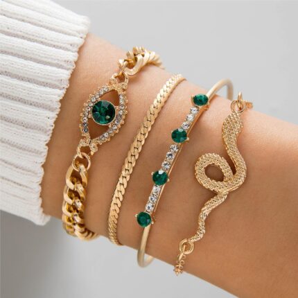 Twin Exaggerated Personalized Thread Chain Alloy Bracelet