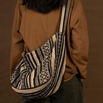 Jacquard Striped Thick Handprint Vintage Messenger Bag